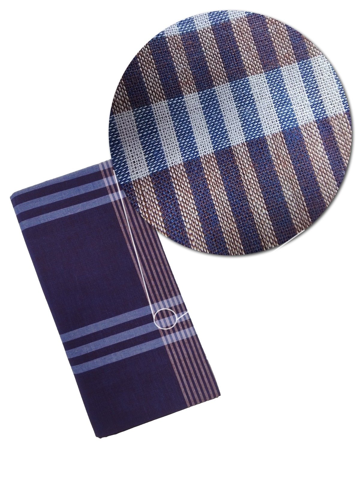 ALS Colour Fancy Soft Cotton Lungi Indigo Brown Stripes Powerloom Daily Wear for Men - Image 2