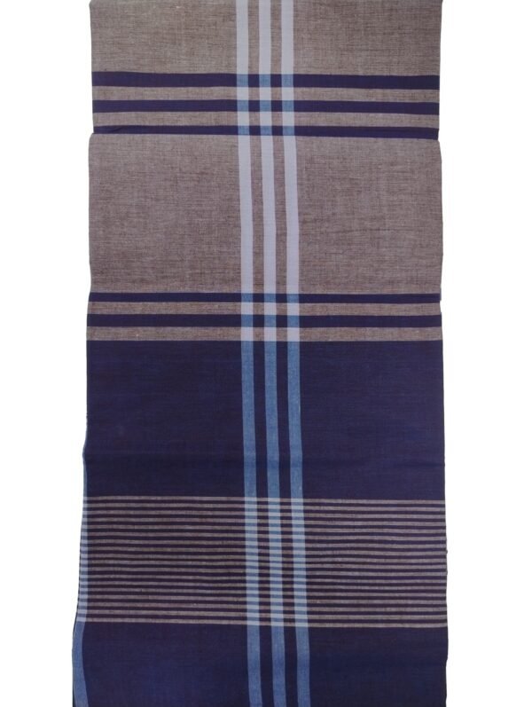 ALS Colour Fancy Soft Cotton Lungi Indigo Brown Stripes Powerloom Daily Wear for Men