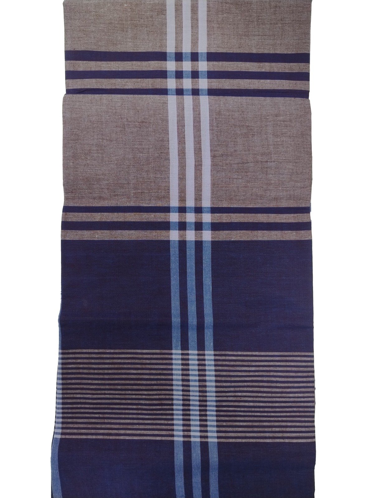 ALS Colour Fancy Soft Cotton Lungi Indigo Brown Stripes Powerloom Daily Wear for Men